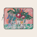 Cockatoo Vase - Bouquet of Flowers on Coral and Jungle Laptop Sleeve Gallery Image 1