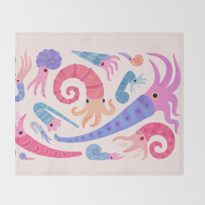Ancient cephalopods Throw Blanket Gallery Image 2