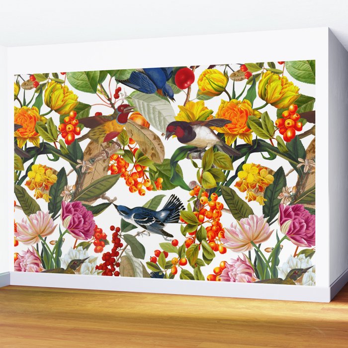 Floral and Birds XLVI Wall Mural Gallery Image 2