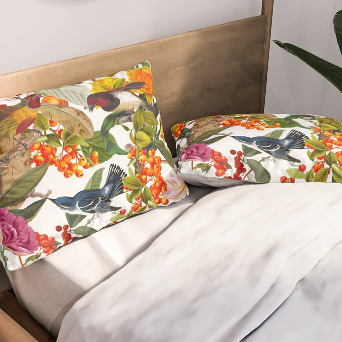 Floral and Birds XLVI Pillow Sham Gallery Image 2