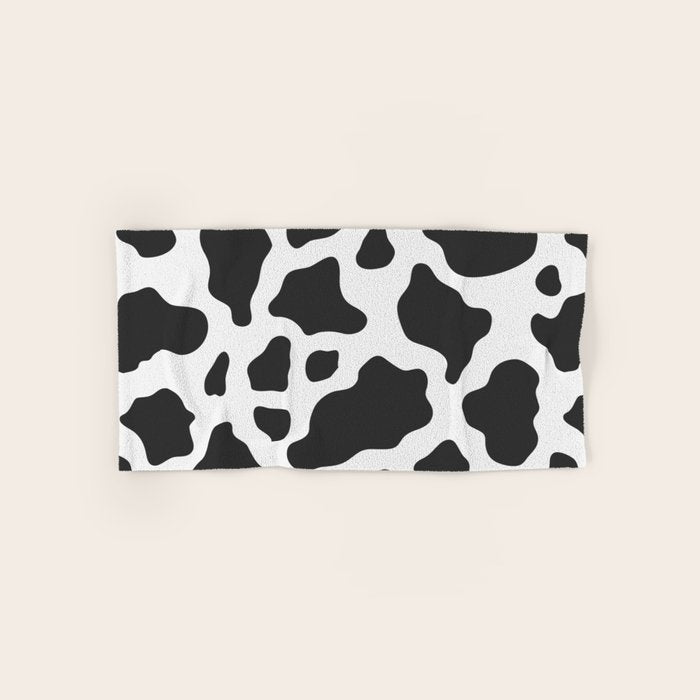 Black and White Cow Print Bath Towel Gallery Image 1