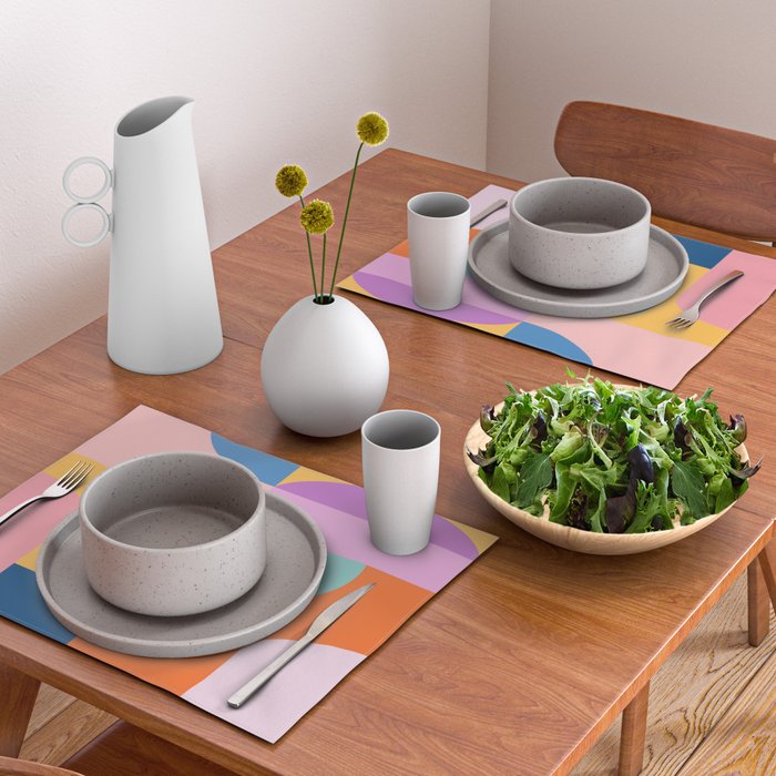 Playful Color Block Shapes in Bright Shades of Orange, Blue, Yellow, and Pink Placemat Gallery Image 2