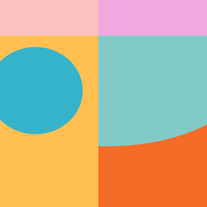 Playful Color Block Shapes in Bright Shades of Orange, Blue, Yellow, and Pink Coffee Mug Gallery Image 2