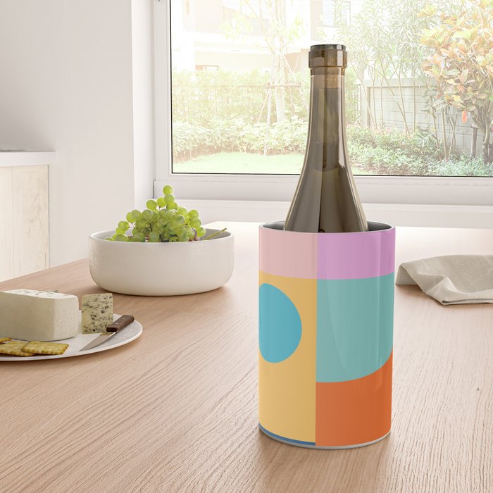 Playful Color Block Shapes in Bright Shades of Orange, Blue, Yellow, and Pink Wine Chiller Gallery Image 4