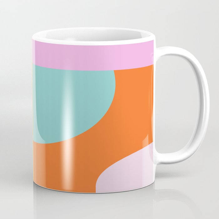 Playful Color Block Shapes in Bright Shades of Orange, Blue, Yellow, and Pink Coffee Mug Gallery Image 1