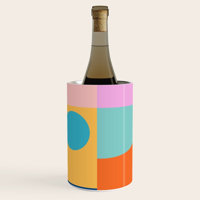 Playful Color Block Shapes in Bright Shades of Orange, Blue, Yellow, and Pink Wine Chiller Gallery Image 1