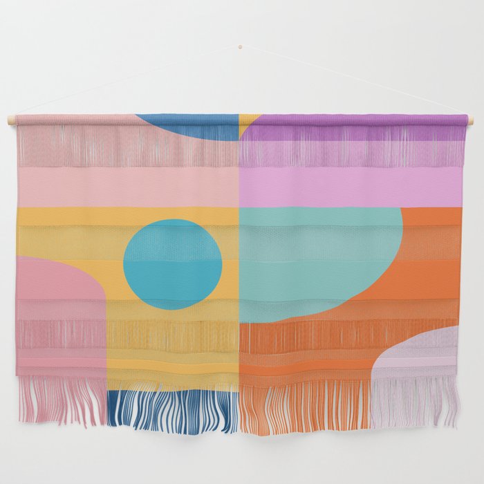 Playful Color Block Shapes in Bright Shades of Orange, Blue, Yellow, and Pink Wall Hanging Gallery Image 1
