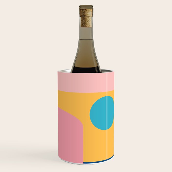 Playful Color Block Shapes in Bright Shades of Orange, Blue, Yellow, and Pink Wine Chiller Gallery Image 2