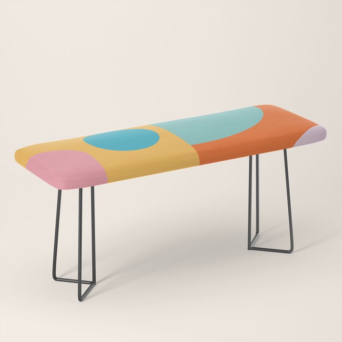 Playful Color Block Shapes in Bright Shades of Orange, Blue, Yellow, and Pink Bench Gallery Image 1