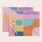 Playful Color Block Shapes in Bright Shades of Orange, Blue, Yellow, and Pink Placemat Gallery Image 1