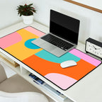 Playful Color Block Shapes in Bright Shades of Orange, Blue, Yellow, and Pink Desk Mat Gallery Image 2