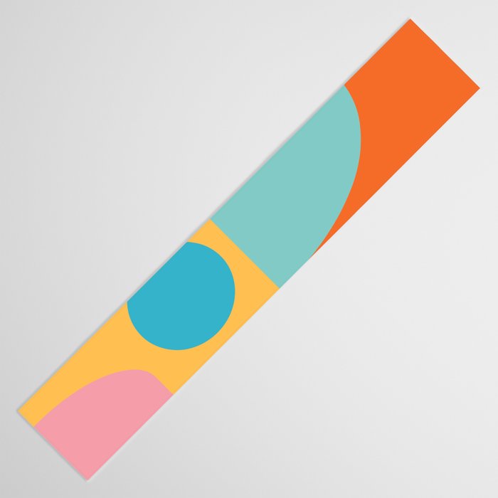 Playful Color Block Shapes in Bright Shades of Orange, Blue, Yellow, and Pink Table Runner Gallery Image 3