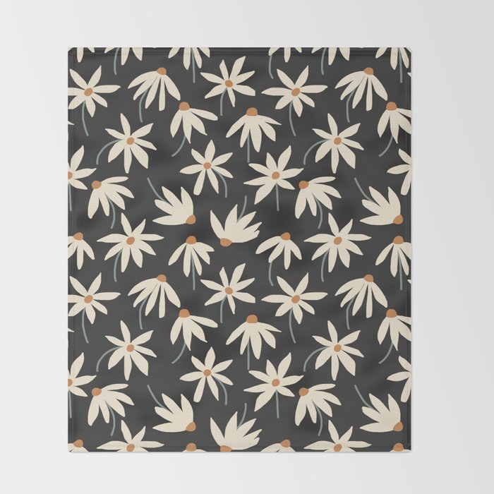 Drifting Daisies - night Throw Blanket Gallery Image 2
