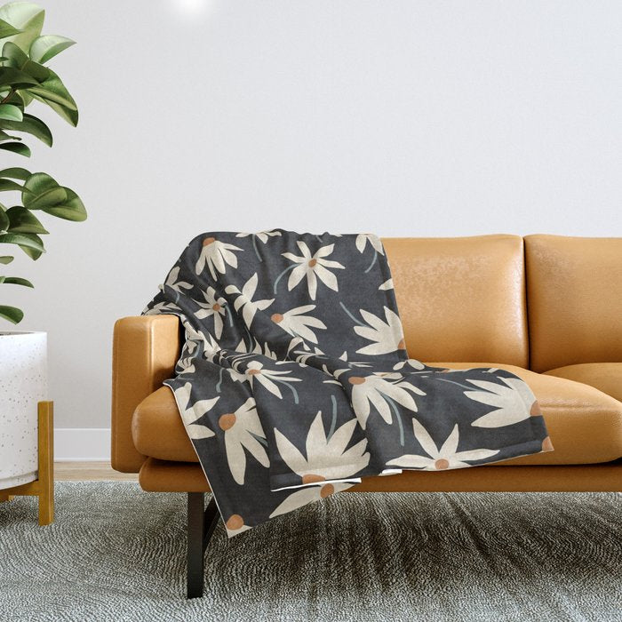 Drifting Daisies - night Throw Blanket Gallery Image 1