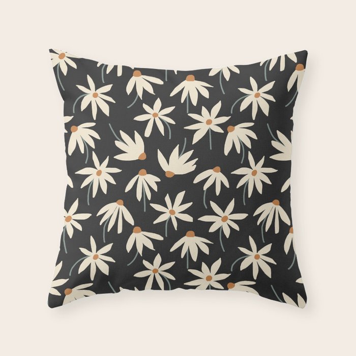 Drifting Daisies - night Throw Pillow Gallery Image 1