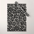 Black and White Retro Floral Art Print  Wrapping Paper Gallery Image 1