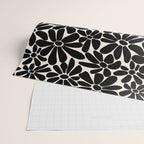 Black and White Retro Floral Art Print  Wrapping Paper Gallery Image 2