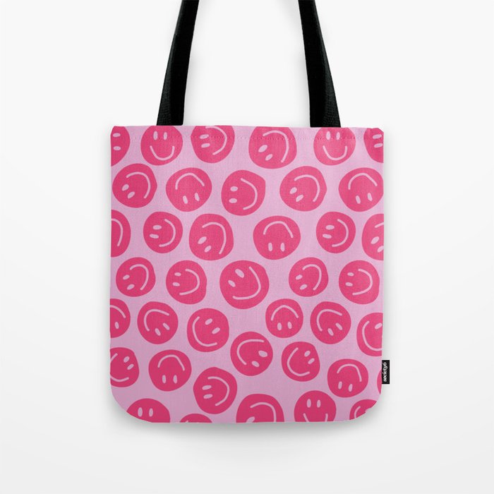 Hot Pink Smiley Faces Tote Bag Gallery Image 1