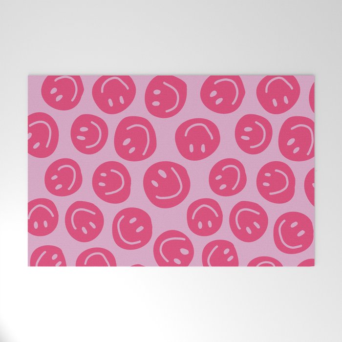 Hot Pink Smiley Faces Welcome Mat Gallery Image 1