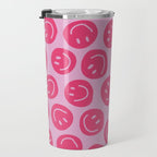 Hot Pink Smiley Faces Travel Mug Gallery Image 3