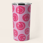 Hot Pink Smiley Faces Travel Mug Gallery Image 1