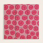 Hot Pink Smiley Faces Wood Wall Art Gallery Image 1