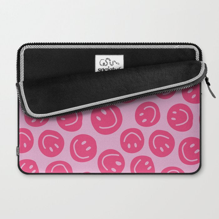 Hot Pink Smiley Faces Laptop Sleeve Gallery Image 2