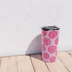Hot Pink Smiley Faces Travel Mug Gallery Image 4