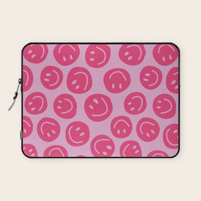 Hot Pink Smiley Faces Laptop Sleeve Gallery Image 1