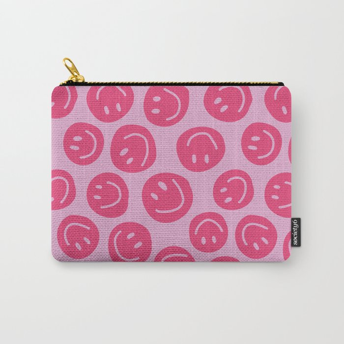 Hot Pink Smiley Faces Carry All Pouch Gallery Image 1