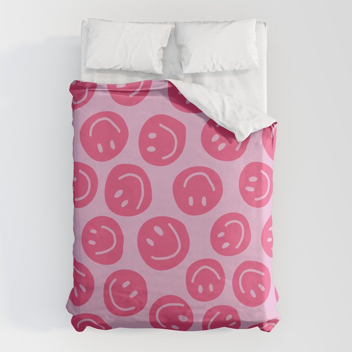 Hot Pink Smiley Faces Duvet Cover Gallery Image 1