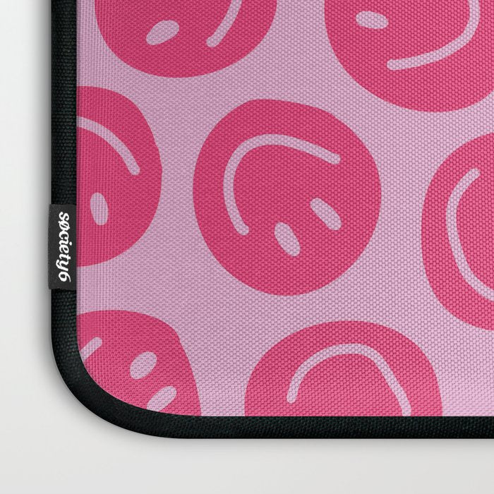 Hot Pink Smiley Faces Laptop Sleeve Gallery Image 3