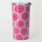 Hot Pink Smiley Faces Travel Mug Gallery Image 2