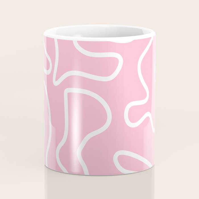 Squiggle Maze Minimalist Abstract Pattern in Bubblegum Pink Coffee Mug Gallery Image 4