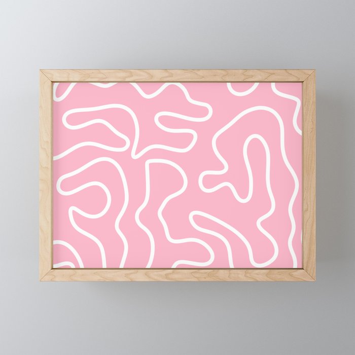 Squiggle Maze Minimalist Abstract Pattern in Bubblegum Pink Mini Art Print Gallery Image 1