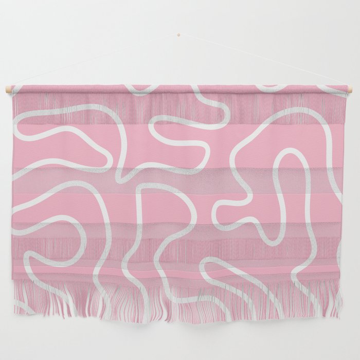Squiggle Maze Minimalist Abstract Pattern in Bubblegum Pink Wall Hanging Gallery Image 1