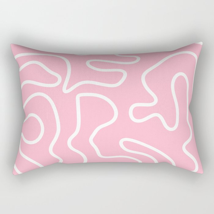 Squiggle Maze Minimalist Abstract Pattern in Bubblegum Pink Rectangular Pillow Gallery Image 2