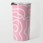 Squiggle Maze Minimalist Abstract Pattern in Bubblegum Pink Travel Mug Gallery Image 3