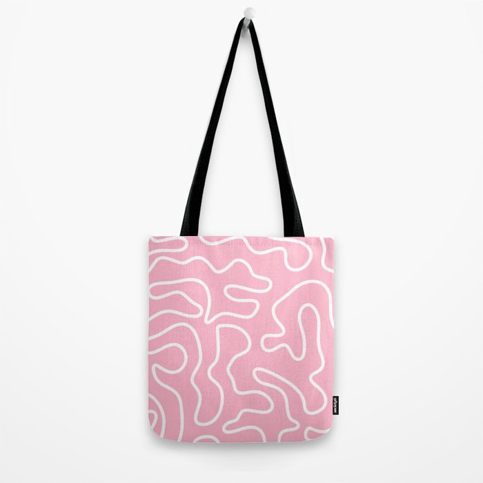 Squiggle Maze Minimalist Abstract Pattern in Bubblegum Pink Tote Bag Gallery Image 2