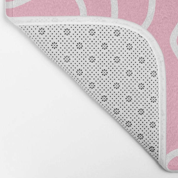 Squiggle Maze Minimalist Abstract Pattern in Bubblegum Pink Bath Mat Gallery Image 2
