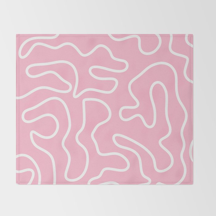 Squiggle Maze Minimalist Abstract Pattern in Bubblegum Pink Throw Blanket Gallery Image 2