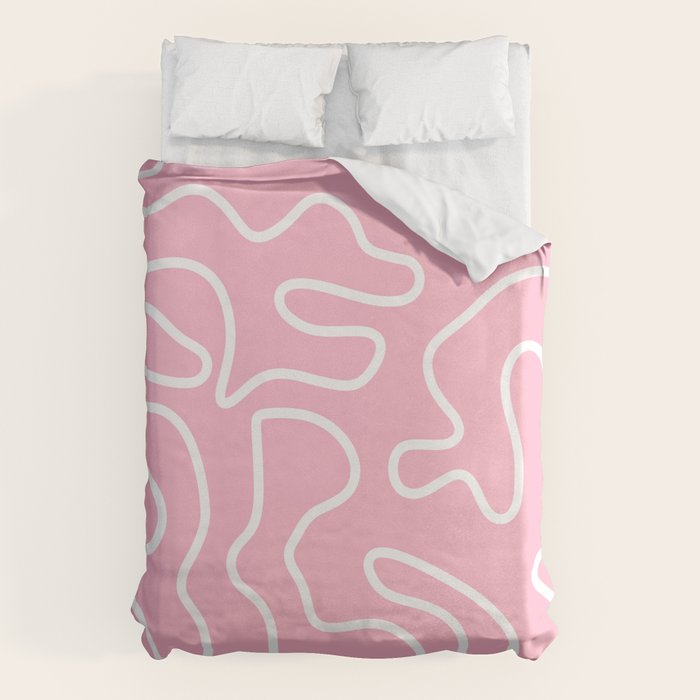 Squiggle Maze Minimalist Abstract Pattern in Bubblegum Pink Duvet Cover Gallery Image 6