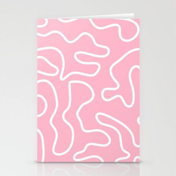 Squiggle Maze Minimalist Abstract Pattern in Bubblegum Pink Stationery Card Gallery Image 2