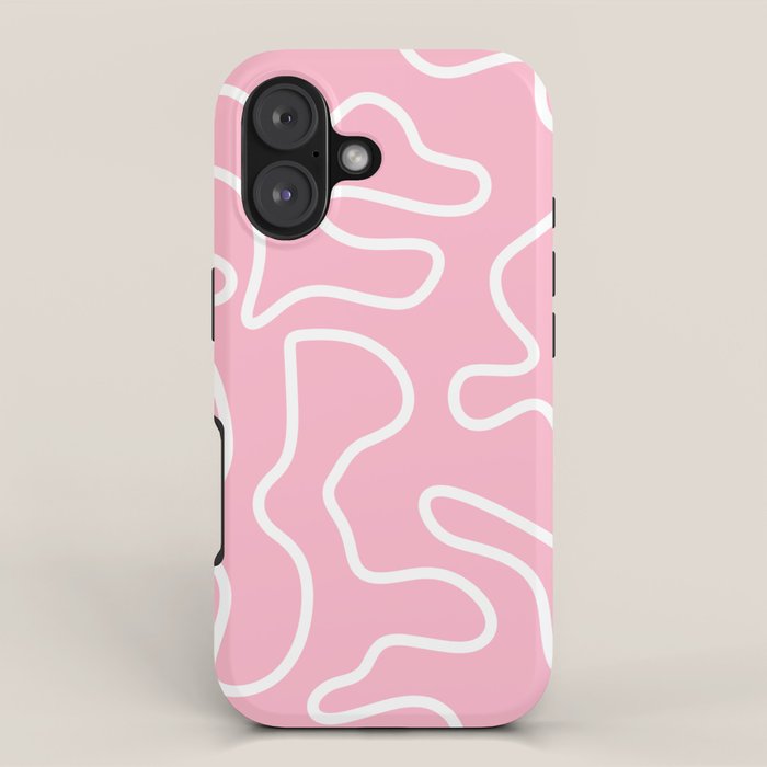 Squiggle Maze Minimalist Abstract Pattern in Bubblegum Pink iPhone Case Gallery Image 1