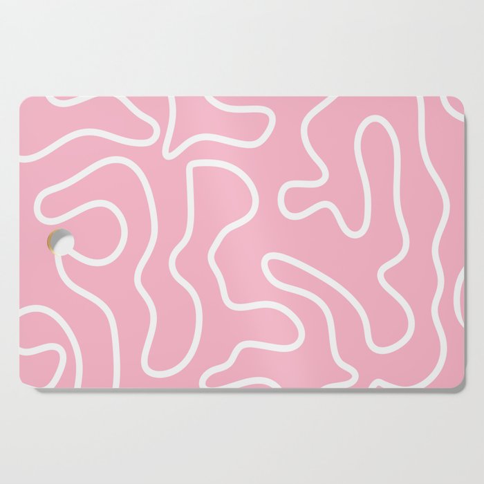 Squiggle Maze Minimalist Abstract Pattern in Bubblegum Pink Cutting Board Gallery Image 1