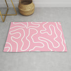 Squiggle Maze Minimalist Abstract Pattern in Bubblegum Pink Rug Gallery Image 1