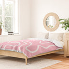 Squiggle Maze Minimalist Abstract Pattern in Bubblegum Pink Duvet Cover Gallery Image 2