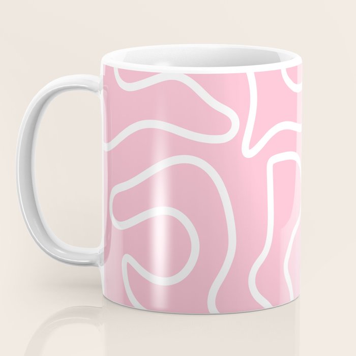 Squiggle Maze Minimalist Abstract Pattern in Bubblegum Pink Coffee Mug Gallery Image 3