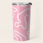 Squiggle Maze Minimalist Abstract Pattern in Bubblegum Pink Travel Mug Gallery Image 2