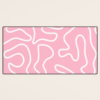 Squiggle Maze Minimalist Abstract Pattern in Bubblegum Pink Desk Mat Gallery Image 3